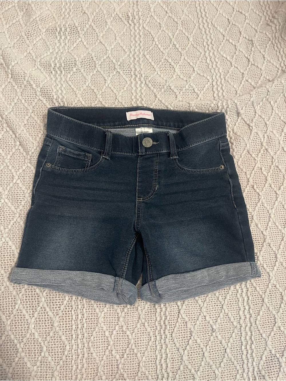 Tommy Bahama Girls' Dark Indigo Rolled Cuff Denim Shorts